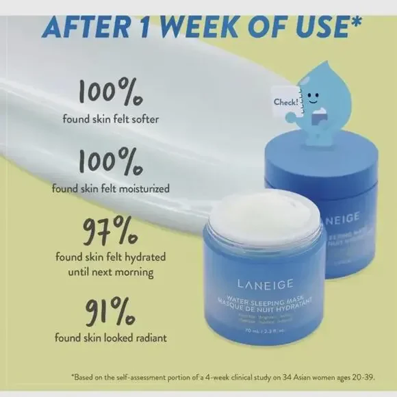 NIP Laneige Mini Water Sleeping Mask Brighten Hydrate Lotion Gel - Picture 2 of 4